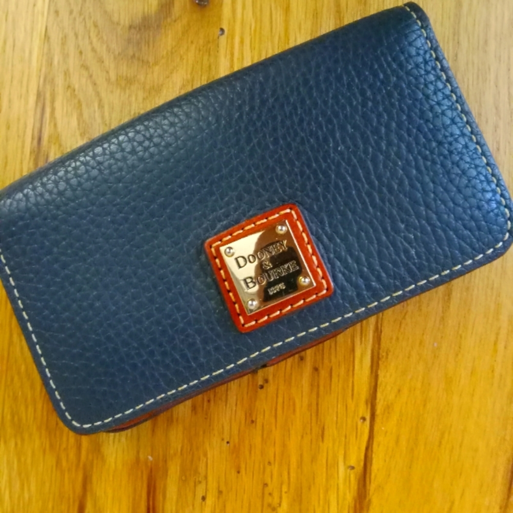 Dooney & Bourke Navy Pebble Leather Wristlet Clutch